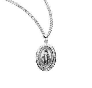 Sterling Silver Miraculous Medal With Cubic Set Zircons 9