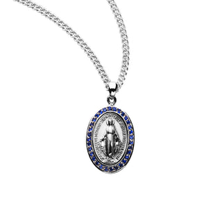 Sterling Silver Miraculous Medal With Cubic Set Zircons 11