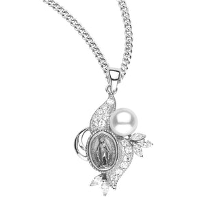 Sterling Silver Miraculous Medal With Cubic Set Zircons 12