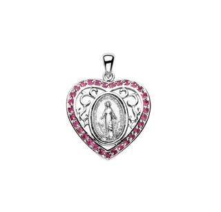 Sterling Silver Miraculous Medal with Cubic Set Zircons