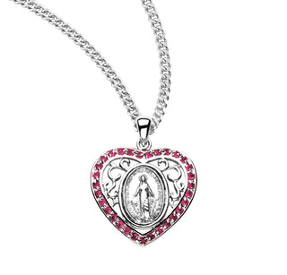 Sterling Silver Miraculous Medal With Cubic Set Zircons 15