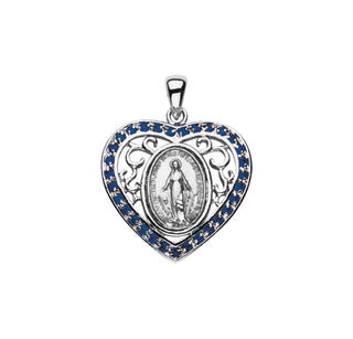 Sterling Silver Miraculous Medal with Cubic Set Zircons