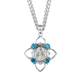 Sterling Silver Miraculous Medal With Cubic Set Zircons 17