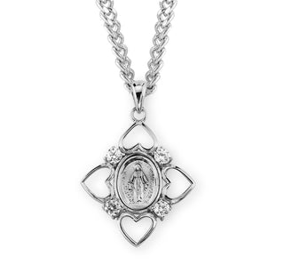 Sterling Silver Miraculous Medal With Cubic Set Zircons 18