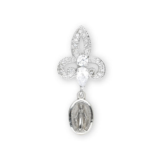 Sterling Silver Miraculous Medal with Cubic Zircons