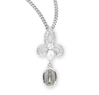 Sterling Silver Miraculous Medal With Cubic Zircons