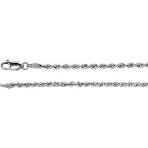 24-inch Rope Chain with Lobster Clasp - 14K White Gold