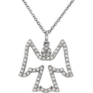 14K White 1/3 CTW Diamond Angel 16" Necklace