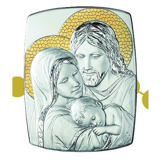 Holy Family Sterling Silver on wood Plaque
