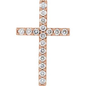 14K Rose 1/2 CTW Petite Diamond Cross Pendant