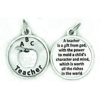 Bulk Silver tone Teacher Double Sided Medals