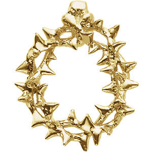 14K Gold 28.25x23.5 MM Crown of Thorns Pendant