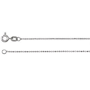 16-inch Diamond Cut Bead Chain with Spring Ring - 14K White Gold