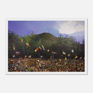 Pilgrims Below a Hilltop Cross Framed Print - view 2