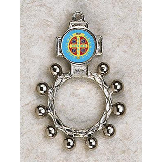 Bulk St. Benedict- Finger Rosary. Silver Tone