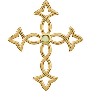 14K Gold 44x36.25 MM Peridot Fashion Cross Pendant