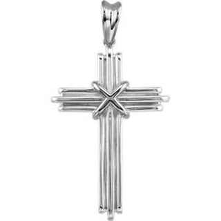 14K White 36.75x24.5 MM Cross Pendant