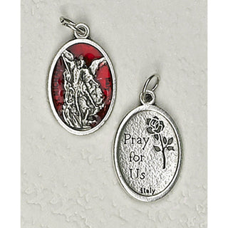 Bulk Saint Michael Double Sided Red Enamel Medals