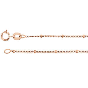 20-inch Beaded Curb Chain with Spring Ring - 14K Rose