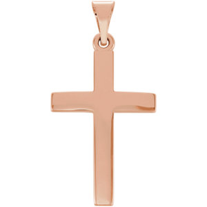 14K Rose 20x13.7 MM Cross Pendant