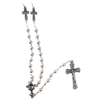 First Communion Rosary with Communion Cross Our Father Beads