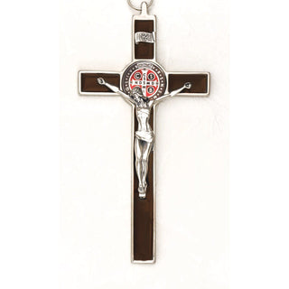 Saint Benedict Brown Enamel Cross - Brown Foil Medal