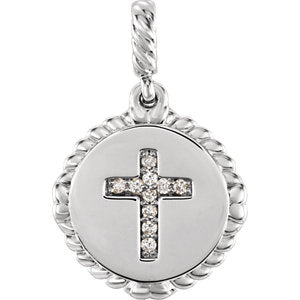 Sterling Silver .05 CTW Diamond Cross Rope Pendant