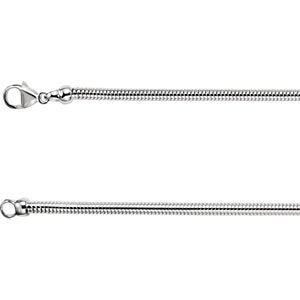 16-inch Round Snake Chain with Lobster Clasp - Sterling Silver