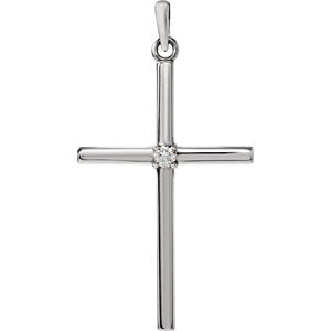 Sterling Silver 30.4x16.3 MM .03 CTW Diamond Cross Pendant