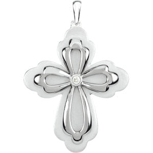 Sterling Silver .04 CTW Diamond Cross Pendant