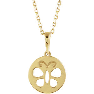 14K Gold Youth Butterfly Disc 15" Necklace