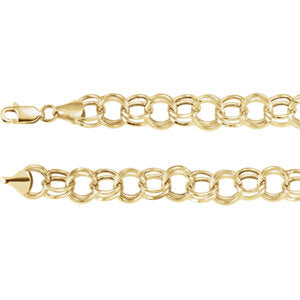 08-inch Double Link Charm Bracelet with Lobster Clasp - 14K Yellow Gold