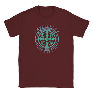 St. Benedict Medal Cross Teal and Aqua T-Shirt - view 7