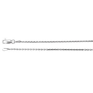 16-inch Diamond Cut Wheat Chain with Lobster Clasp - 14K White Gold