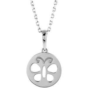Platinum Youth Butterfly Disc 15" Necklace