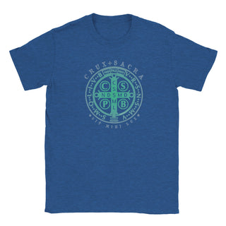 St. Benedict Medal Cross Teal and Aqua T-Shirt - view 12
