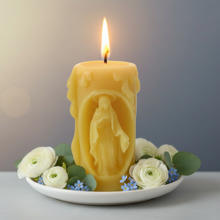 Virgin Mary Catholic  Beeswax Prayer Candle