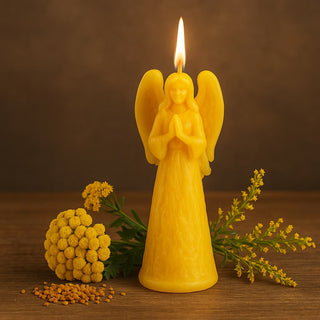 Hand poured Pure Tall Angel Beeswax Candle