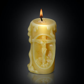 Jesus on the Cross 100% Beeswax Prayer Candle