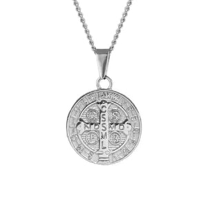 Stainless Steel St. Benedict Medal Necklace