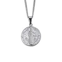1-inch Silver-plated Stainless Steel St. Benedict Medal Necklace - Buy 1, Get 1 FREE!