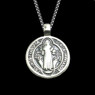 Antique Style Stainless Steel St. Benedict Medal - 30 mm