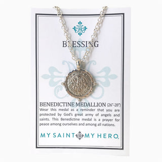 Benedictine Medallion Necklace - Silver