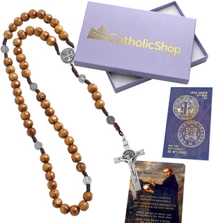 St. Benedict Pinewood Rosary Gift Set