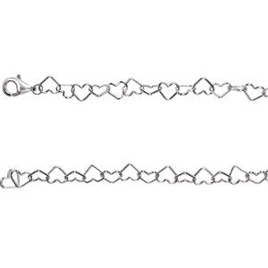 16-inch Heart Link Chain with Lobster Clasp - Sterling Silver