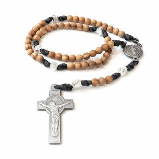 Handmade Olive Wood St. Benedict Medjugorje Rosary - main product image | CatholicShop.com