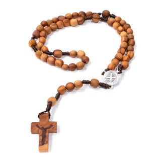 Medjugorje Olive Wood St. Benedict Pilgrim Rosary - main product image | CatholicShop.com