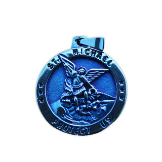 Blue Saint Michael the Archangel Medal for Men