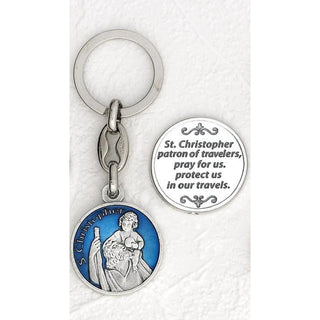 6-pack - Saint Christopher Blue Enamel Key ring