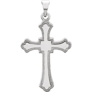 14K White 21x15 MM Cross Pendant